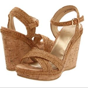 Stuart Weitzman Minx Woven Cork Wedge Sandal